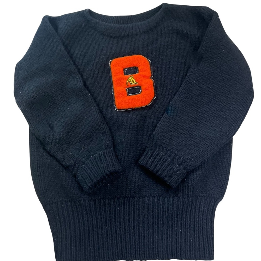 Vtg Indian Brand Small Letterman Sweater Black Wool Wrestling Biddeford Maine